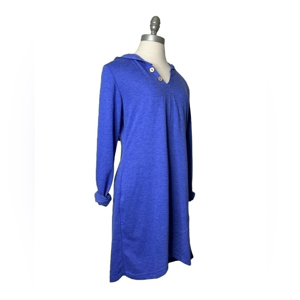 Nouveau Pajama Drama Blue Cozy Hooded Long Sleeve Sleep Dress NightGown Medium - Picture 2 of 12